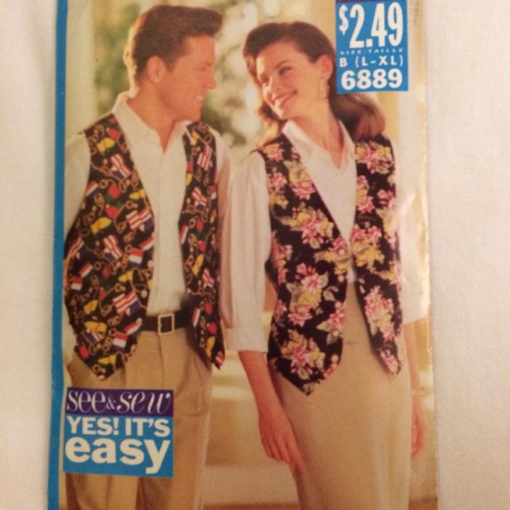 New ~ Vintage See & Sew by Butterick Lined Vest